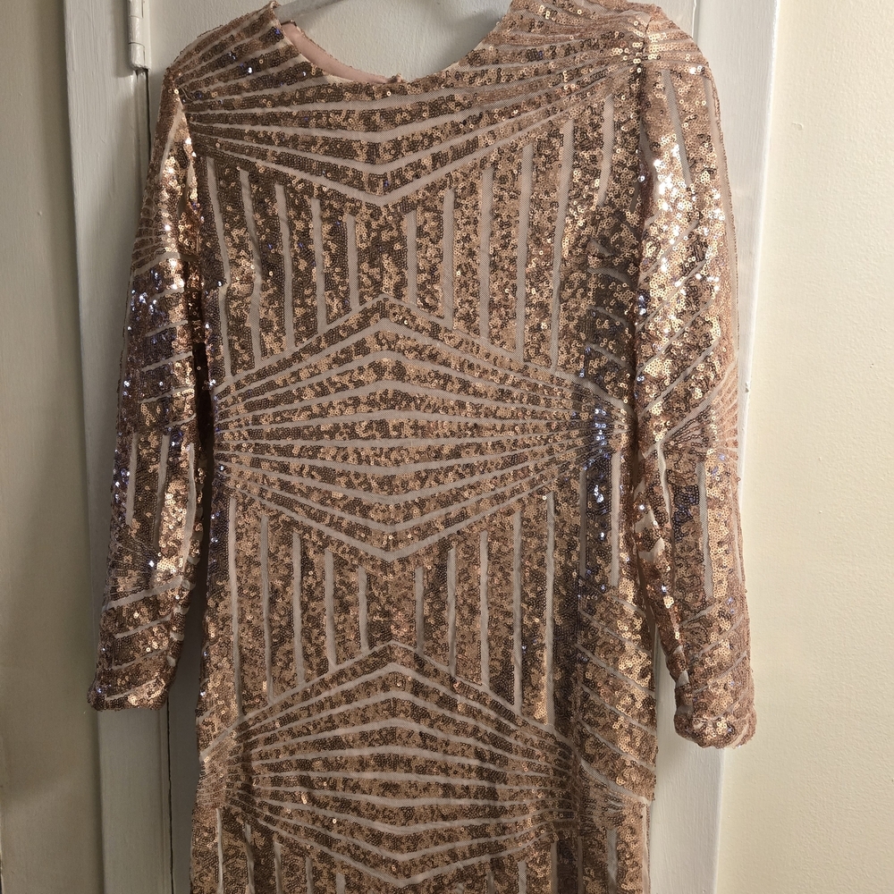 Bee Free Pink Backless Elegant Sequence Dress Siz… - image 4